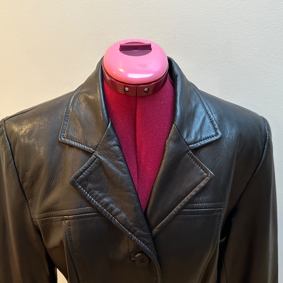 Women's Danier Black Leather Classic Blazer Style Jacket Size - Picture 4 of 11